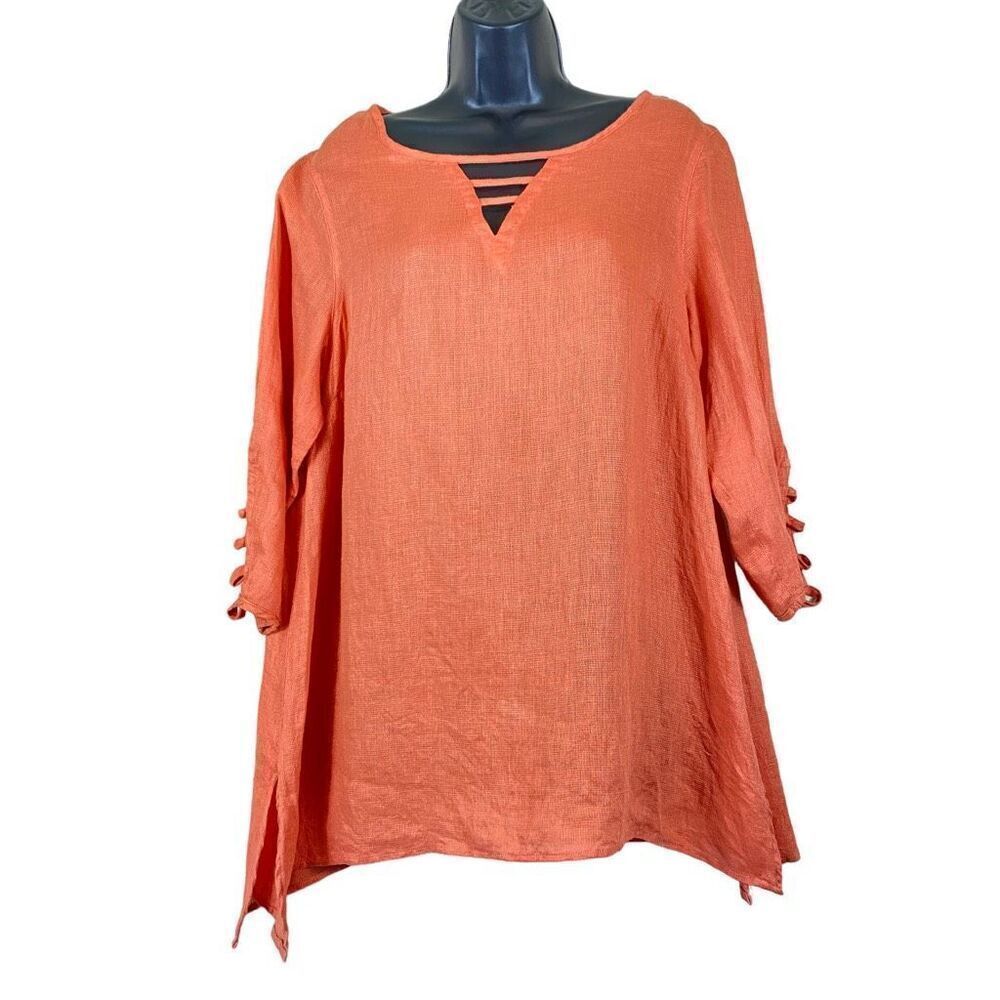 Ali Miles 100% Linen Tunic Top